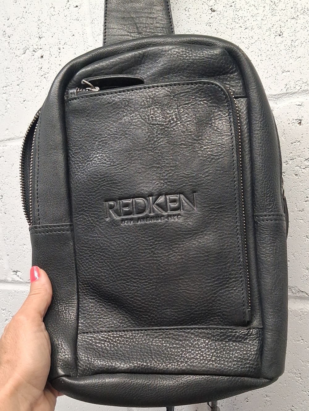 Latico Redken Black Leather Sling Bag